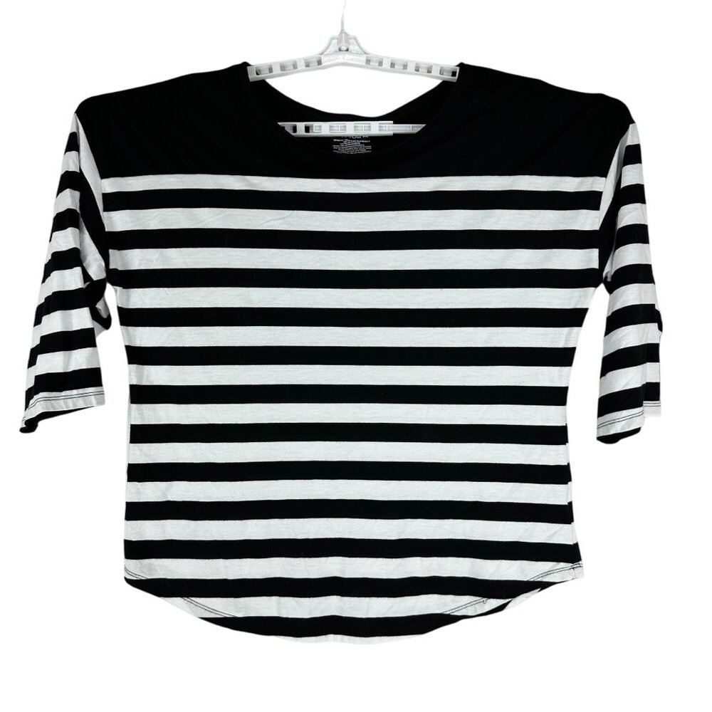 Time And Tru Womens Striped Black White 3/4 Sleeve Top Size XXL Rayon Blend